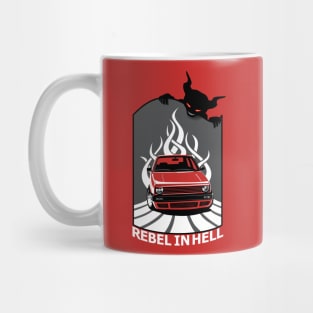 Rebel in Hell - Custom Car with Devil (for dark products) Mug